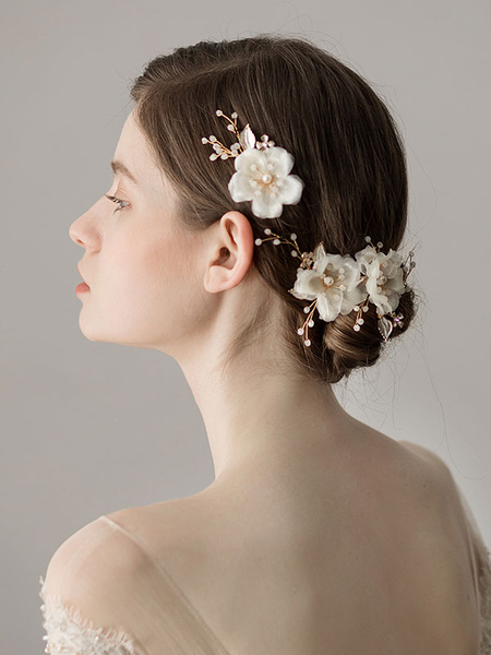 Flower Wedding Headpieces Beaded Hair Clip Wedding Hair Accessories