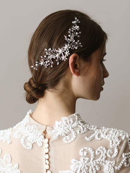 Milanoo Comb Wedding Headpieces Rhinestone Pearls Beaded Bridal Hair Accessories