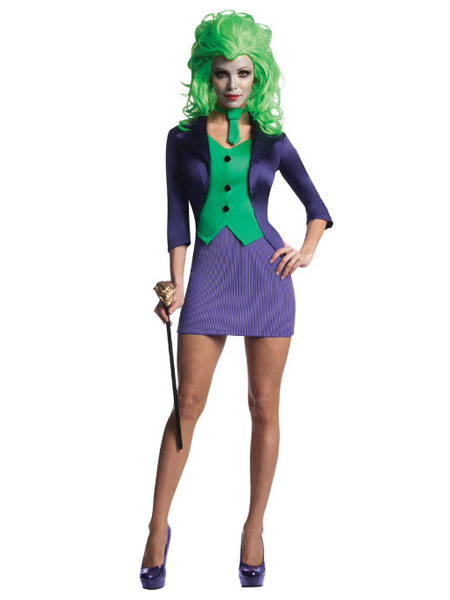 Image of Halloween Costume Joker Women Teacher Skirt Top Bowtie Set