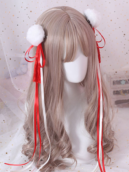 Image of Accessorio per capelli Lolita rosso con fiocco in nappa stile cinese