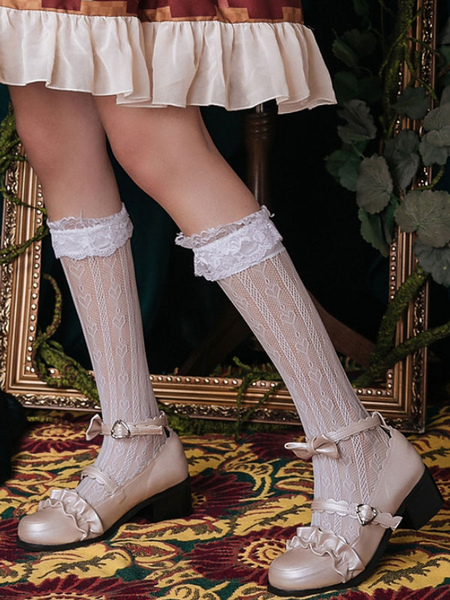 Image of Sweet Lolita Socks Lace Ruffle White Lolita Stocking