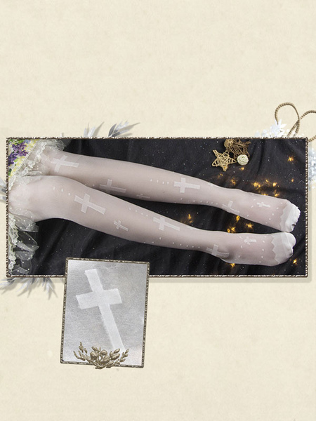 Image of Gothic Lolita Stocking Maria Jacquard Rayon Knee High Socks