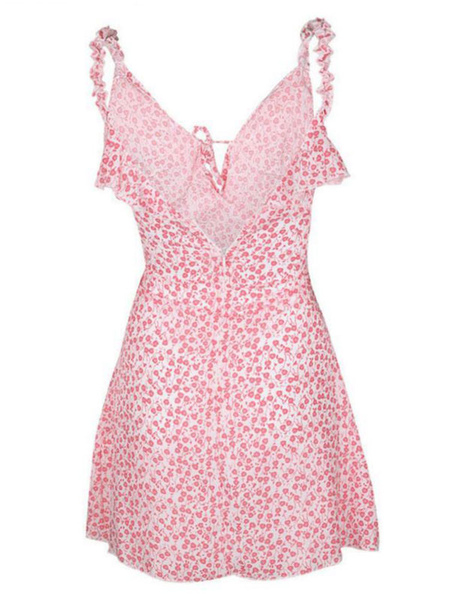 Sexy Summer Dresses Shaping Mini Dress Sleeveless Ruffles Printed Cami Dress For Women Sundress