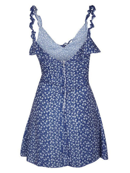 Sexy Summer Dresses Shaping Mini Dress Sleeveless Ruffles Printed Cami Dress For Women Sundress