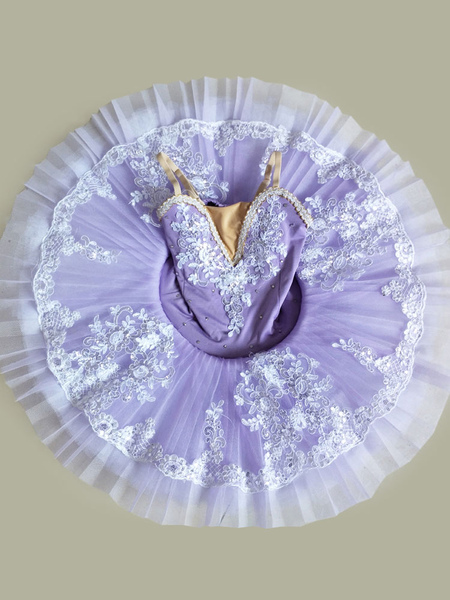 Image of Costume da ballo per bambini tutù da ballerina con applicazioni di perline viola