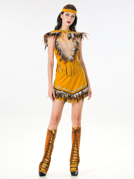 Image of Costume Carnevale Vestito sexy delle donne di Halloween del costume del nativo americano