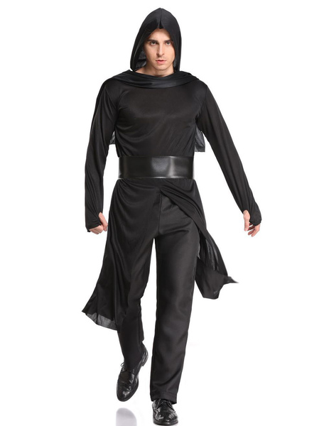 Image of Men Ninja Warrior Master Costume Black Outfit Halloween