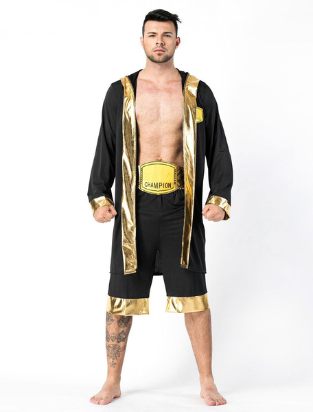 Image of Boxer Costume Halloween Men Shorts Jacket Cummerbund Outfit