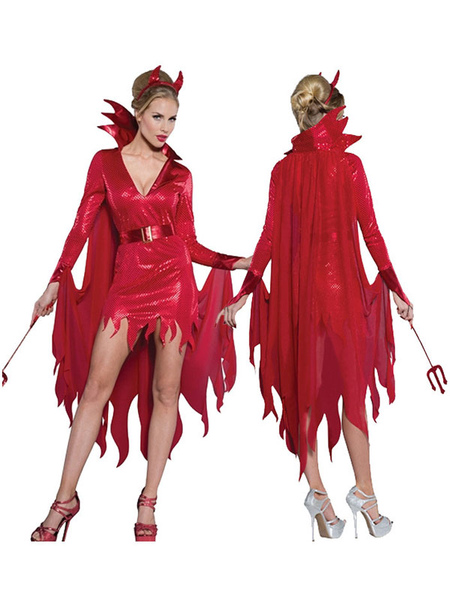 Image of Carnevale Vampire Costume Halloween Red Women Dress Set Halloween