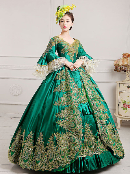 costume vert rétro robe victorienne femmes baroque mascarade robes de bal royal vintage costumes déguisements halloween