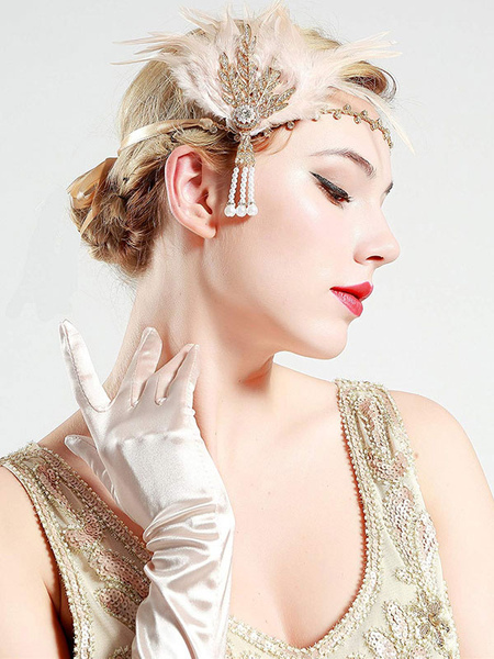 Milanoo 1920s Fashion Flapper Headband Great Gatsby Headpieces Feather Accessories Halloween