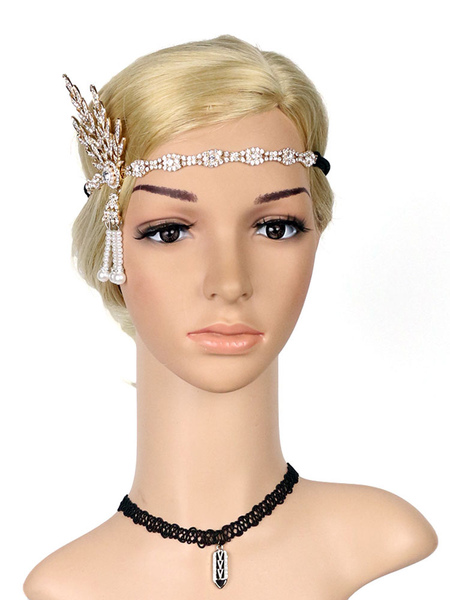 Milanoo 1920s Fashion Great Gatsby Headband Rhinestone Flapper Headpieces Rhinestone Women Vintage H