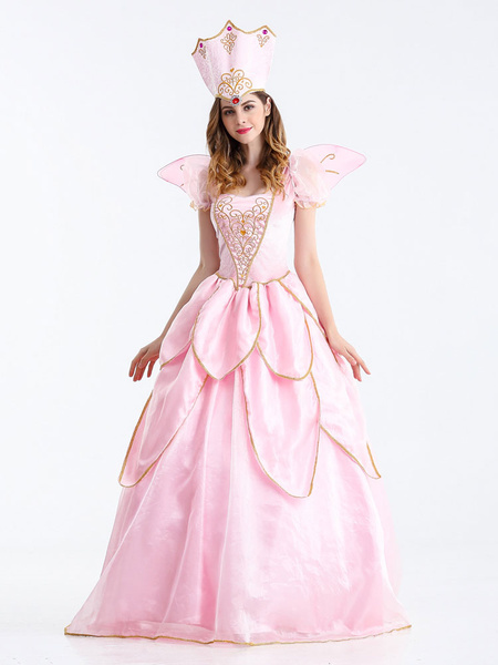 

Milanoo Halloween Costumes Dress Wings Fairy Godmother Women Princess Mardi Gras Set Holidays Costum, Pink