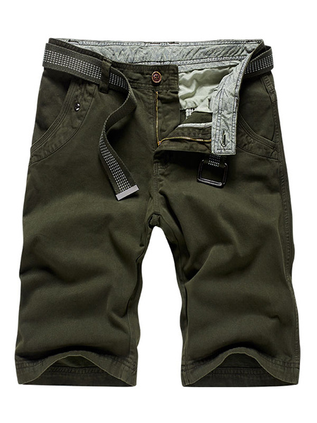 Image of Men Casual Shorts Zipper Fly Cotton Sash Excluded Summer Outdoor Shorts