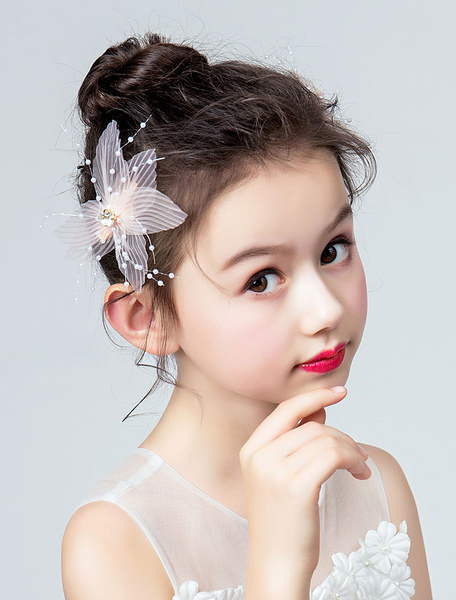 Image of Flower Girl Headpieces Pink Hair Clips Kids Hair Accessories
