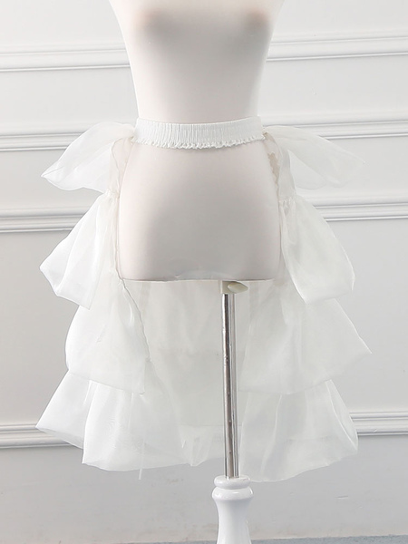 Milanoo Tulle Lolita Petticoats Bell Shape Ruffles White Lolita Skirt