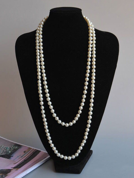 Milanoo Retro Layered Necklace 1920s Fashion Great Gatsby Flapper Pearl Neklace Halloween