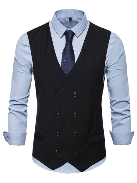 Image of Men Waistcoat Vest Double Breasted Button Prom Gilet Clubwear