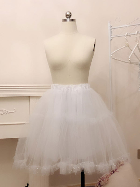 milanoo.com White Lolita Petticoats Tulle Lolita Crinoline Underskirt