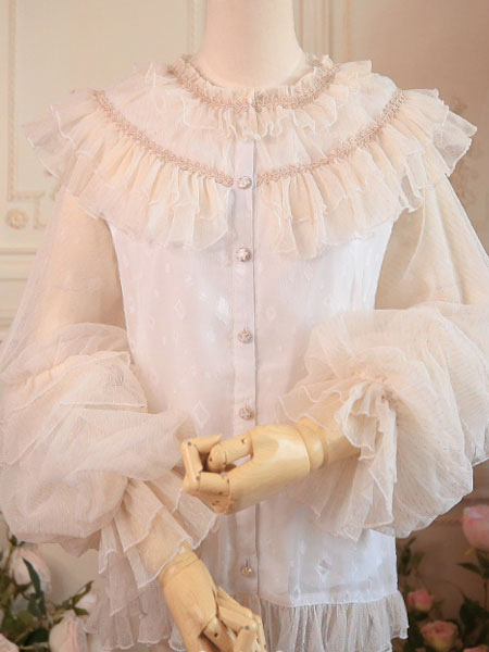 Image of Sweet Lolita Camicie Lolita Camicia Lolita con maniche lunghe bianche