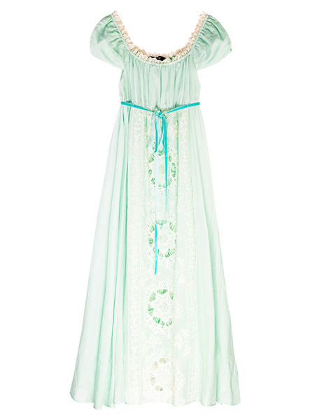 Image of Women Regency Dress Silk Cotton Lace Empire Cut Jane Austen 1790s Costume Gown Dress Halloween