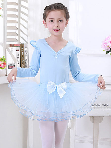 Image of Ballet Dance Costumes Baby Blue Kid Bows Ruffle Tulle Tutu Skirt Halloween