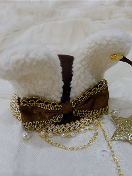Image of Lolita Headdress Mini Hat Bows Star Chains Lolita Headwear