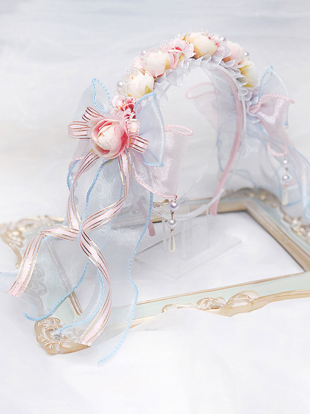 Milanoo Lolita Wedding Headband KC Flower Ribbons Bows Lolita Hair Accessories