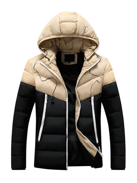 Image of Men's Parka Outdoor Hooded Coat With Pockets For Winter