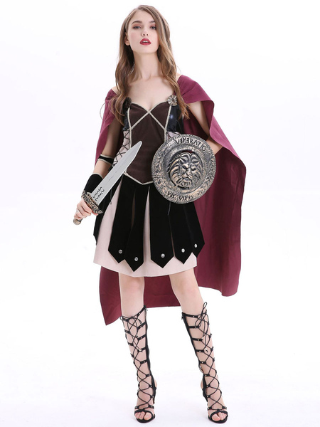 costumes femme cosplay soldat vintage coiffure robe cape déguisements halloween