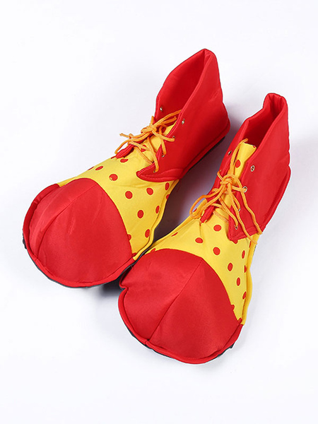 Milanoo Carnival Clown Shoes Red Funny Costume Two Tone Polka Dot Strappy Fancy Costume