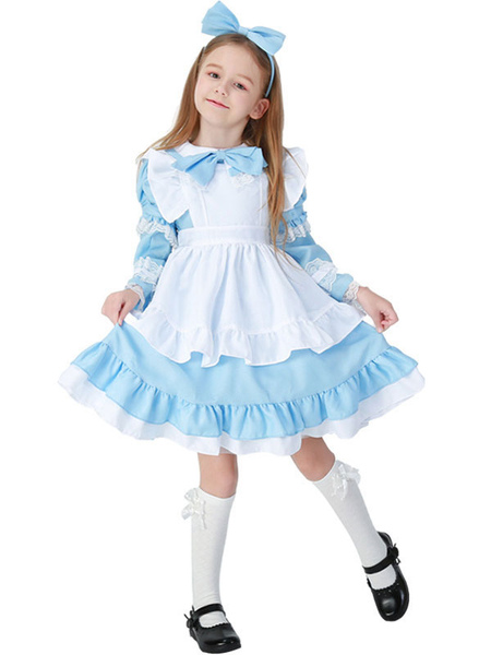 Image of Kids Halloween Costumes Baby Blue Maid Kid Dress Costume