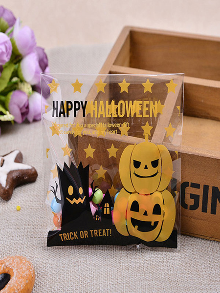 Image of Halloween Candy Bag Print Plastic 100 Pieces Holiday OPP Sugar Bag