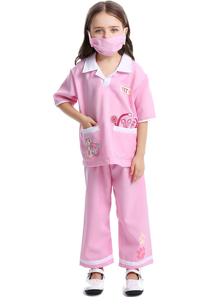 

Milanoo Kids Carnival Cosplay Costumes Pink Doctor Polyester Pants With Top