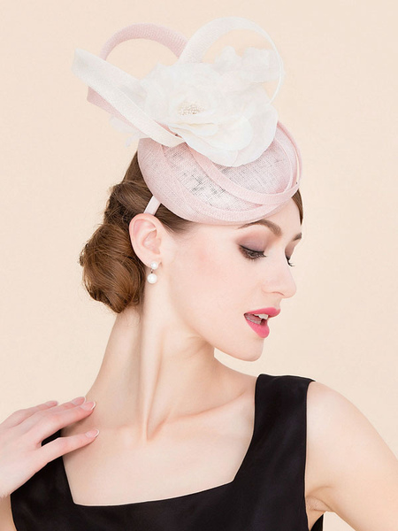 Image of Women Retro Hat Flower Strappy Elegant Tulle Retro Party Hat