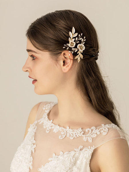 Milanoo Wedding Headpiece Headwear Flower Leaf Metal Bridal Hair Accessories