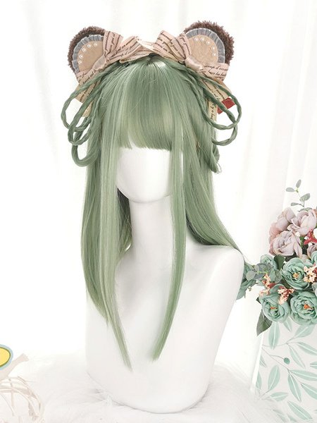 Milanoo 46cm-65cm Lolita Wig Heat-resistant Fiber Avocado Green Lolita Accessories