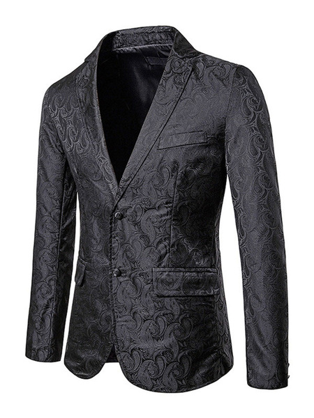Image of Men's Casual Suits Printed Chic Black Black Cool Man's Casual Suits
