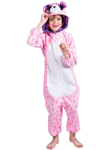 Milanoo Kigurumi Pajamas Onesie Kitten Kids Winter Sleepwear Mascot Animal Carnival Costume onesie p
