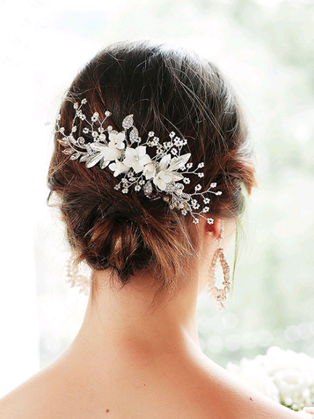 

Milanoo Wedding Headpiece Comb Flower Metal Bridal Hair Accessories, Silver