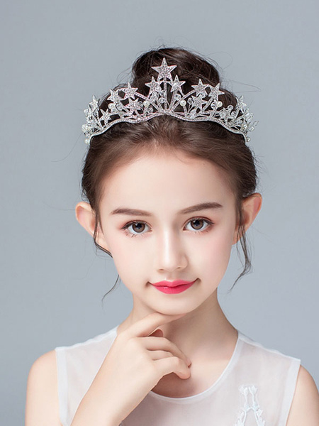 Milanoo Flower Girl Headpieces Silver Pearls Accessory Metal Hair Accessories For Kids