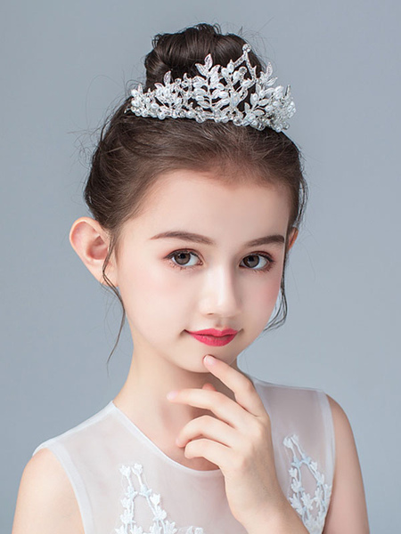 Milanoo Flower Girl Headpieces Silver Pearls Accessory Metal Kids Hair Accessories