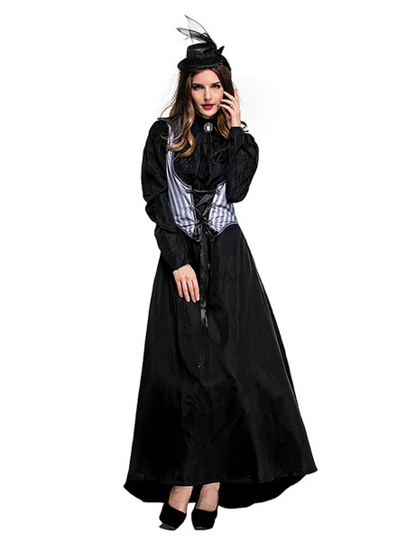 Milanoo Victorian Dress Costumes Countess Pleated Stripes Lace Up Dress Gothic Corset Lace up Stand