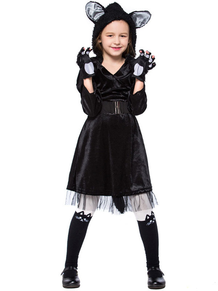 Milanoo Carnival Costumes For Kids Black Cats Kid Dress Costume Set