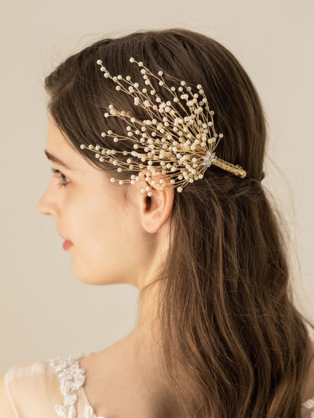 Milanoo Wedding Headpieces Headwear Pearl Metal Hair Accessories For Bride