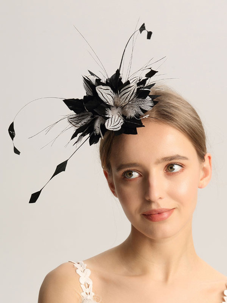 Image of Black Wedding Clips Feather Bridal Hair Accessories