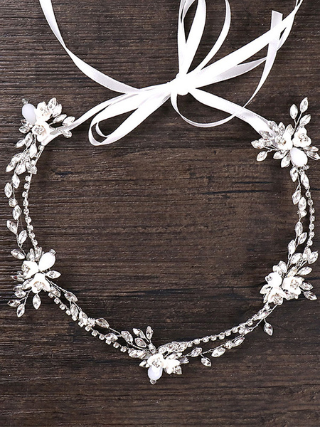 Milanoo Silver Wedding Headpieces Rhinestones Flowers Headband For Bride