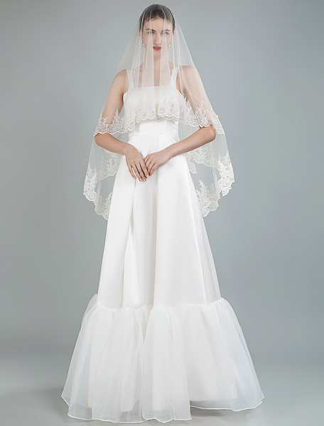 Milanoo Einfache Hochzeitskleid Square Neck Sleeveless Rüschen A Line bodenlangen Satin Brautkleider