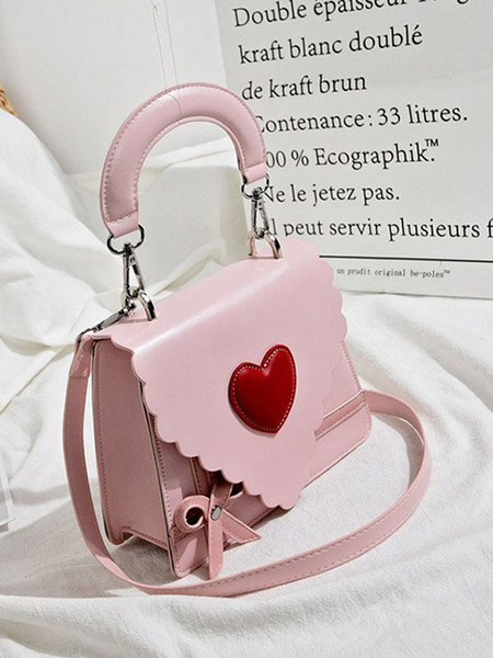 Milanoo Sweet Lolita Bag Pink Leather Handbag Lolita Accessories