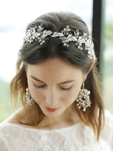 

Milanoo Headpiece Wedding Headwear Metal Leaf Hair Accessories For Bride, Blond;silver